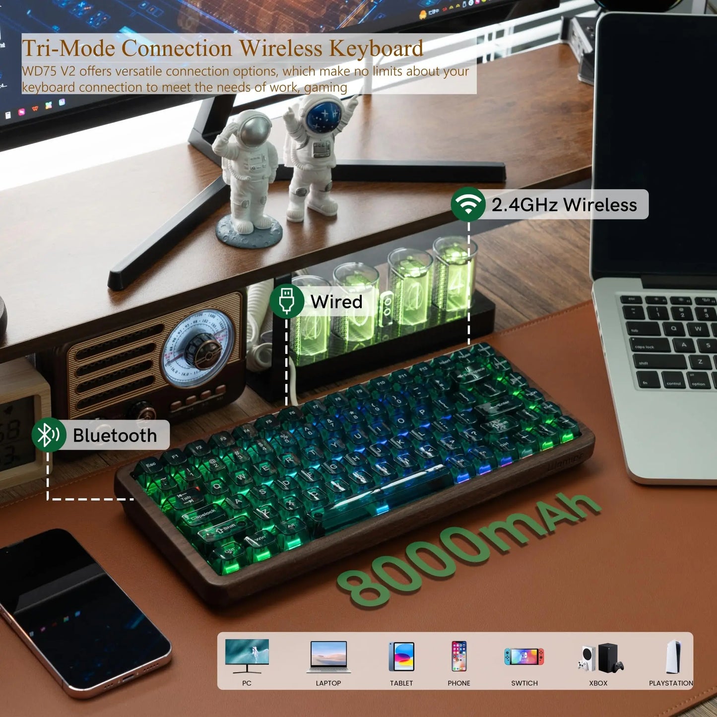 Custom Hot-Swappable Mechanical 75% Keyboard Green