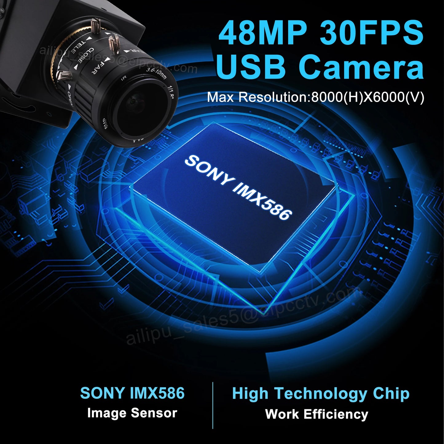 4K 48MP USB Camera with Adjustable Zoom Lens