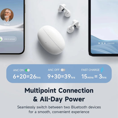 Black Open-Ear Earphones with Multipoint & Long Battery