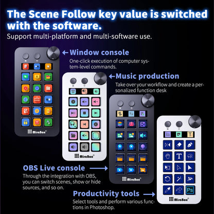 Stream Deck Controller with Programmable Keys and Rotary Knob
