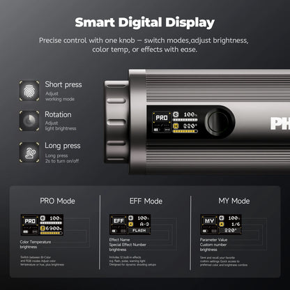 Portable 12W RGB LED Photography Spotlight with App Control