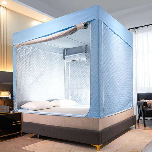 Portable Quilted Bed Tent 90x190 Blue Warm Frame