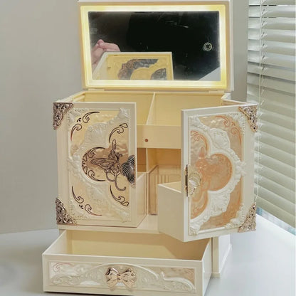 Large Acrylic Jewelry Box with Necklace & Ring Storage