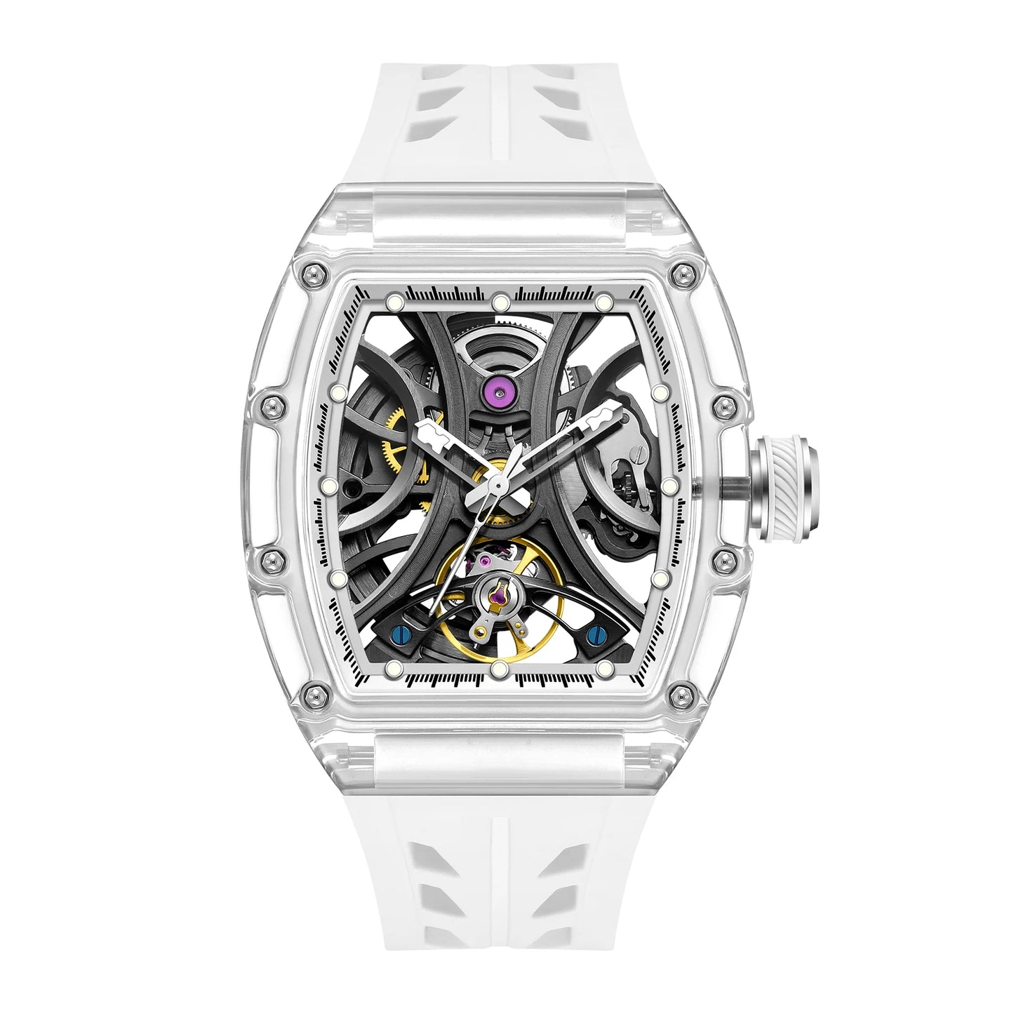Waterproof Mechanical Wristwatch White Silicone Sport Design
