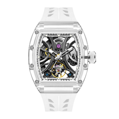 Waterproof Mechanical Wristwatch White Silicone Sport Design