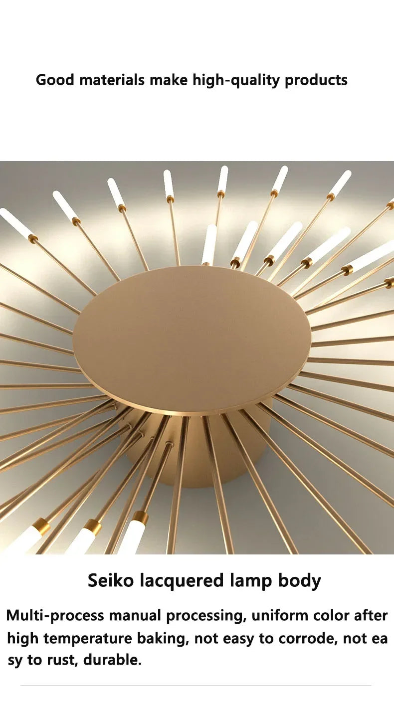 Matte Gold LED Ceiling Lamp 28 Lights for Living Room
