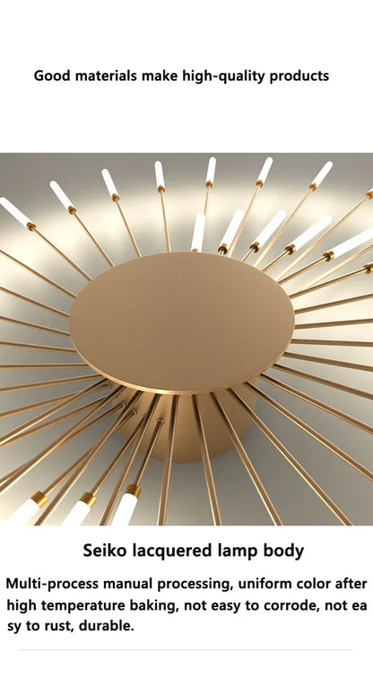 Matte Gold LED Ceiling Lamp 28 Lights for Living Room