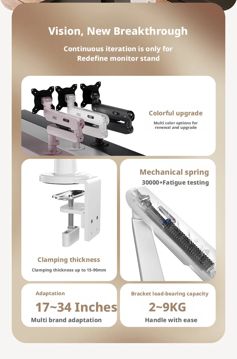 Adjustable Single Monitor Mount Desktop Arm Pink