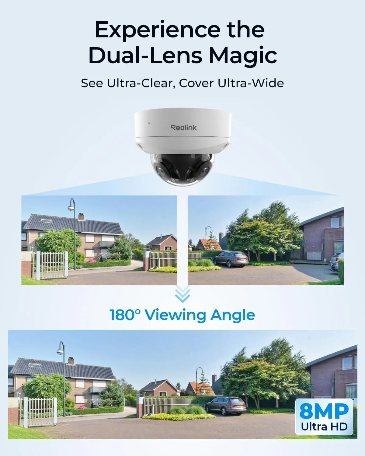8MP 4K Dual Lens Security Camera 180° PoE
