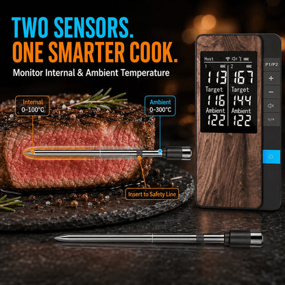 Wireless 4-Probe Bluetooth Meat Thermometer with LCD