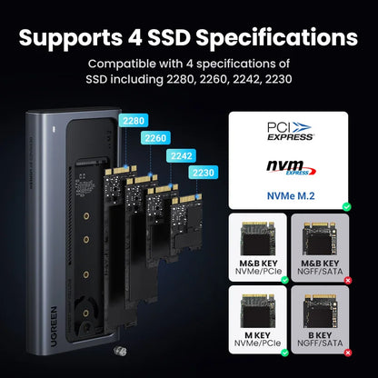 Portable 40Gbps NVMe M2 SSD Enclosure with Cooling Fan
