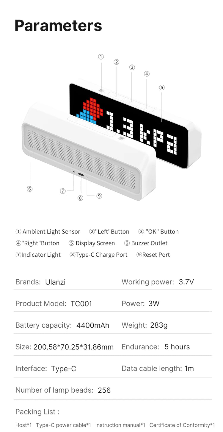 Smart Pixel Clock with Weather Display and Notifications