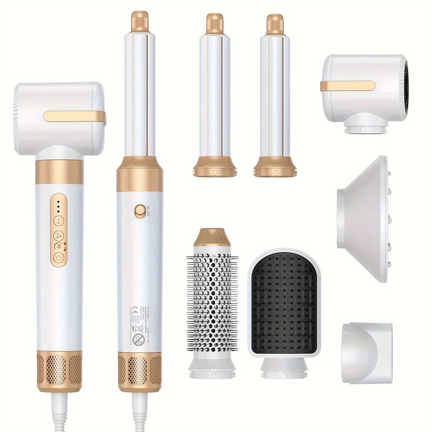 7-in-1 Ionic Hair Dryer Brush Set White