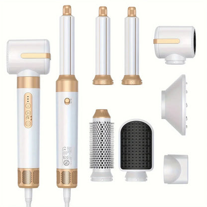 7-in-1 Ionic Hair Dryer Brush Set White