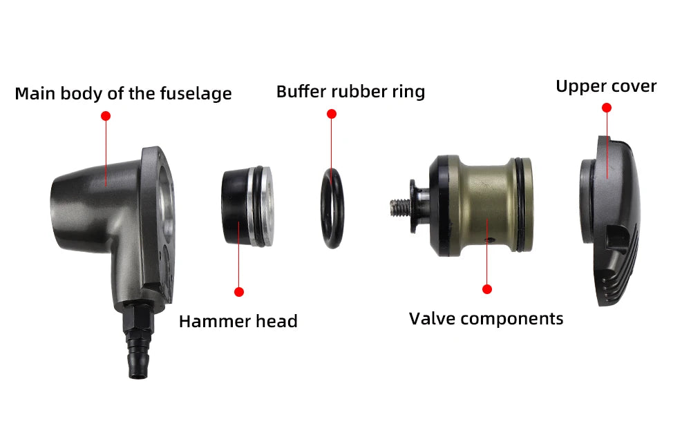 Heavy Duty 28A Pneumatic Palm Hammer Kit with 5 Parts