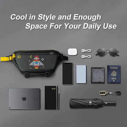 Portable LED Daypack with Pixel Display and Large Storage