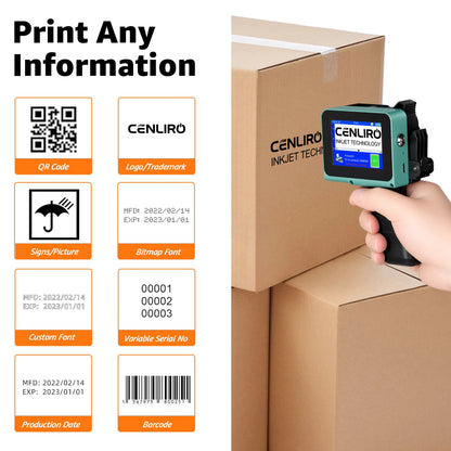 Mini Handheld Inkjet Printer 12.7mm Batch Date QR Barcode