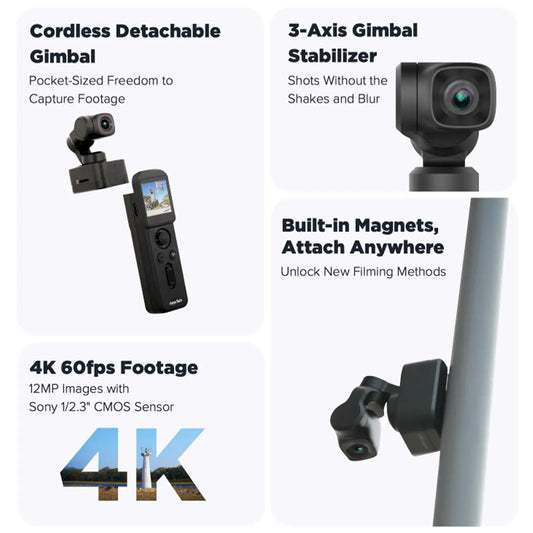 Feiyu Professional 4K Action Camera 256GB Kit with 3-Axis Gimbal
