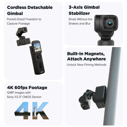 Feiyu Pocket 3 4K 60fps Cordless Camera Kit with 128GB Storage