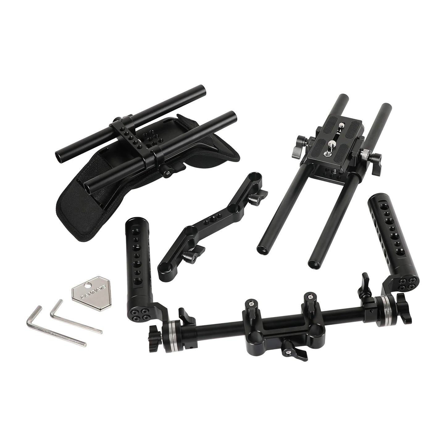 Professional Camera Shoulder Rig Kit Dual Handgrip DSLR Camcorder Mount