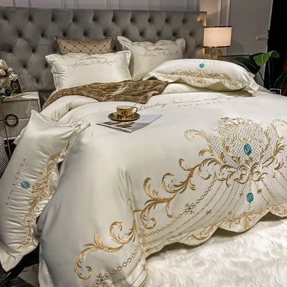 Premium Cotton 4-Piece Bed Sheet Set Ice Silk
