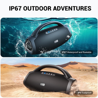 140W Portable Bluetooth 5.4 Waterproof Party Speaker with Massive Bass