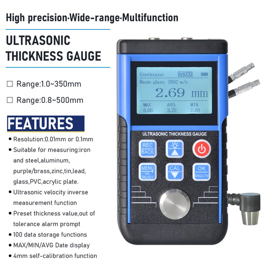 Digital Ultrasonic Thickness Gauge Meter 1–350mm