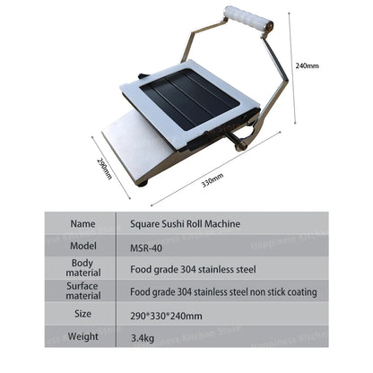 Commercial Manual Sushi Roll Maker with Square Moulds