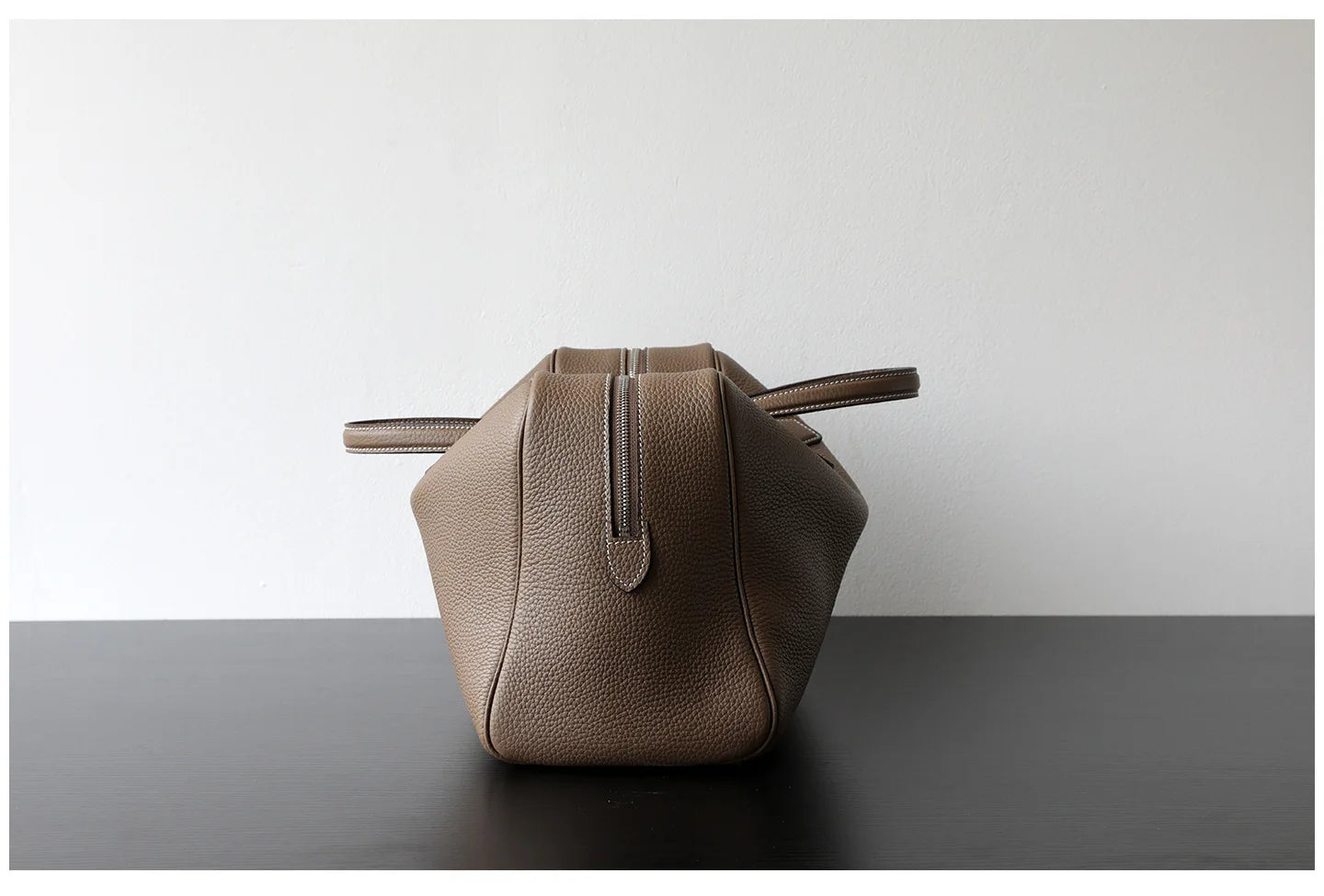 Women’s Leather Laptop Tote Bowling Work Handbag Khaki