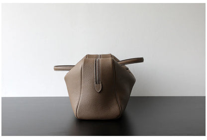 Women’s Leather Laptop Tote Bowling Work Handbag Khaki