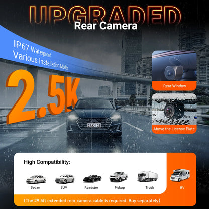 DashCam 3-Camera 2.7K IP67 Waterproof GPS