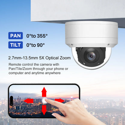 8MP 4K PoE PTZ Security Camera 5X Zoom