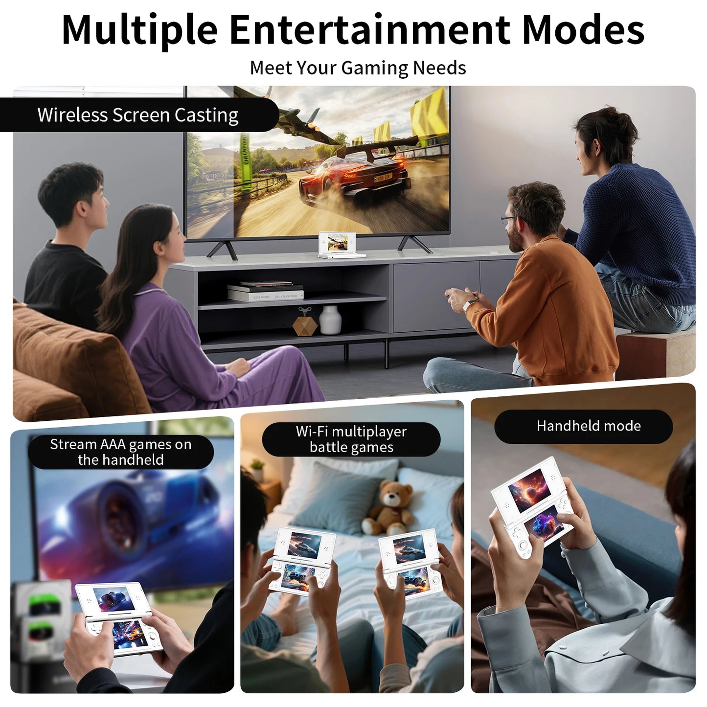 Dual Screen Handheld Gaming Console 4 Inch Android Red Black