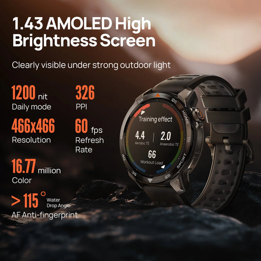 Dark Gray Waterproof Smartwatch with Bluetooth Calling