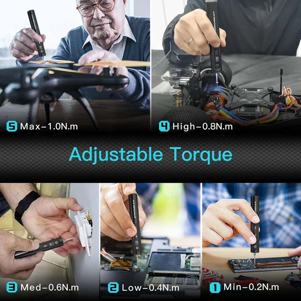 Rechargeable Electric Screwdriver Kit with Multiple Precision Bits