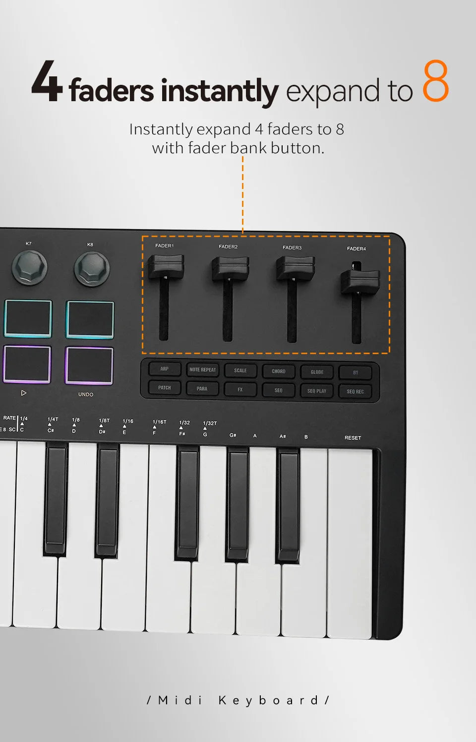 37-Key USB MIDI Keyboard Controller with 16 RGB Pads
