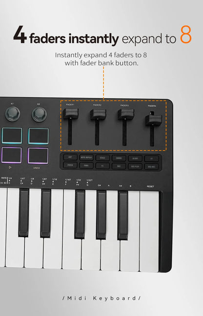 37-Key USB MIDI Keyboard Controller with 16 RGB Pads