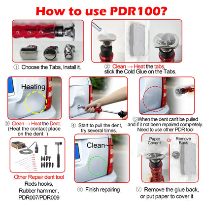 Portable Slide Hammer Dent Puller with Tabs Car Repair Kit