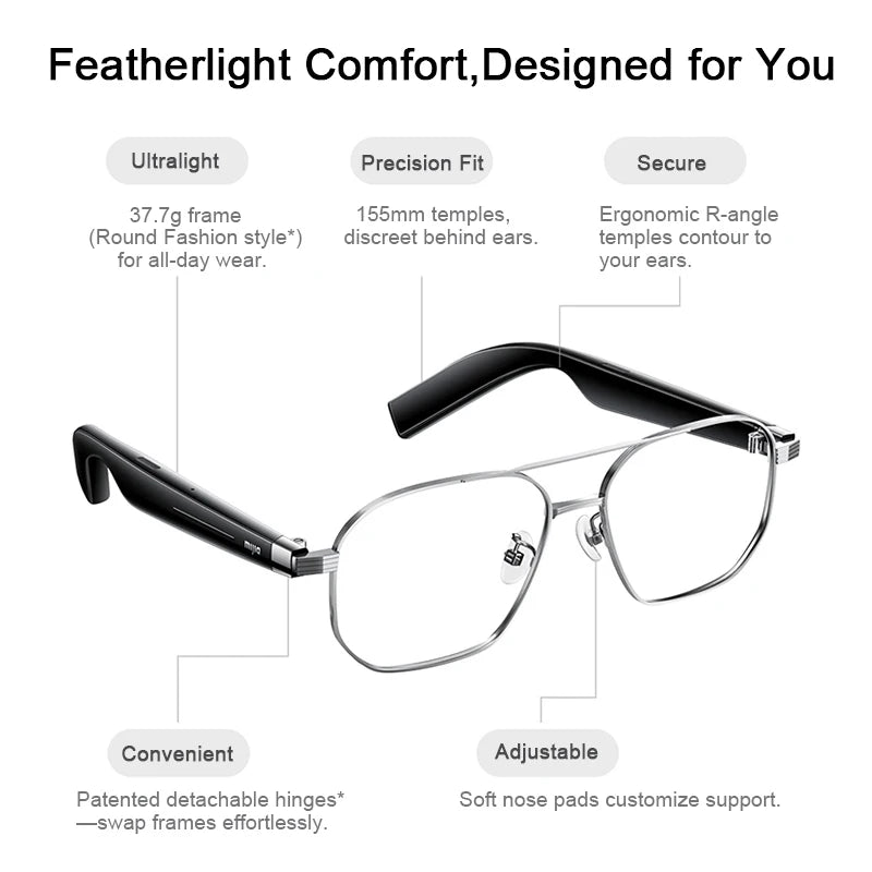 Round Style Smart Bluetooth Glasses with 2h Fast Charge