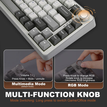 75% Wireless Mechanical Keyboard RGB Hot Swap Cocoa Cream V2