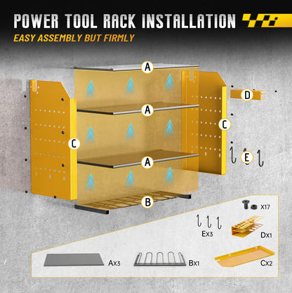 Power Tool Battery Holder Wall Rack Storage System