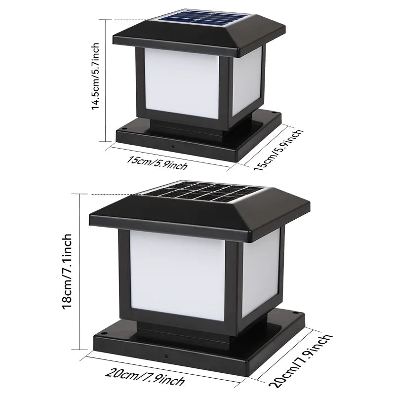 20cm Waterproof Solar LED Post Lights 2 Pack
