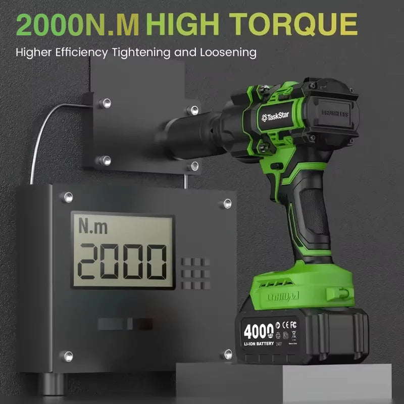 Cordless 1/2 Inch Brushless Impact Wrench 2000Nm with 4.0Ah Battery