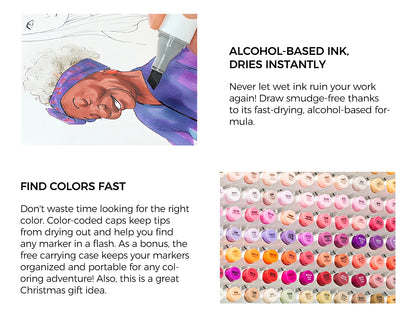 216pc Brush & Chisel Alcohol Sketch Markers