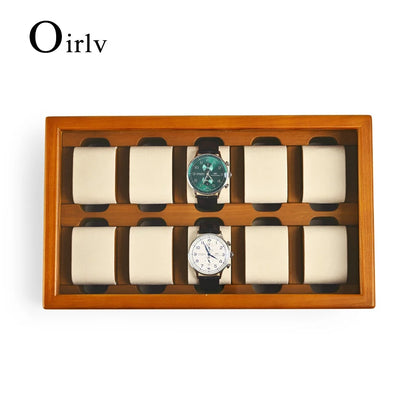 Solid Wood Watch Storage Display Box with Compartments