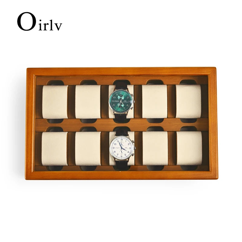 Wooden Jewelry & Watch Organizer Box with 6/10 Grids