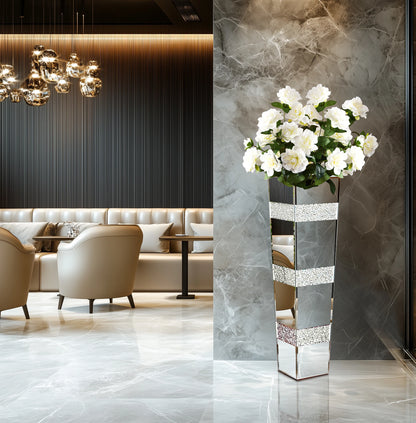 Short Crushed Diamond Glass Floor Vase