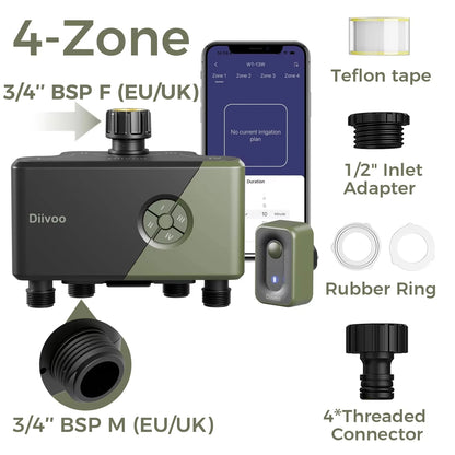 4 Zone Smart Irrigation Timer WiFi Rain Delay Controller