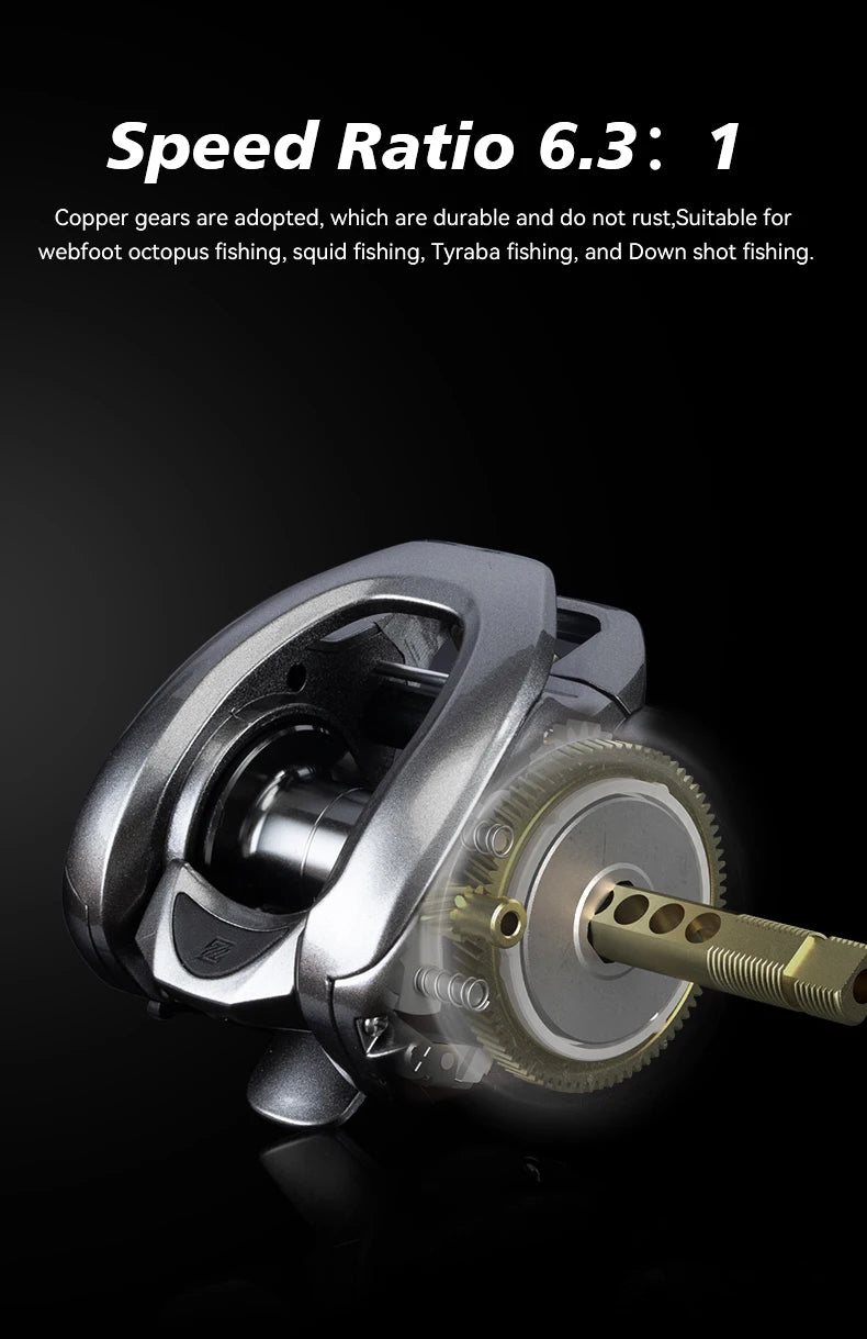 100MG Baitcasting Fishing Reel 5kg Drag 6.3:1 Gear Ratio