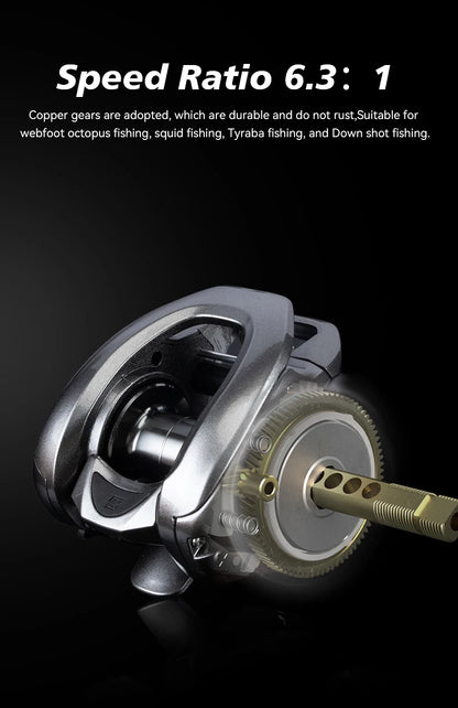 100MG Baitcasting Fishing Reel 5kg Drag 6.3:1 Gear Ratio